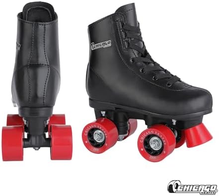 Chicago Rink Roller Skates for Girls & Boys – Durable Top Performance Indoor/Outdoor Use Skate Shoes with Padded Ankle Collar, Lace-Up & Velcro Strap – 54mm Urethane Wheels, Semi-Precision Bearings