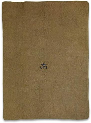 Reproduction US Army Medic Wool Blanket - Military Specs | 80% Wool Construction, Printed Logo, Great for Camping, Survival, Sporting Events