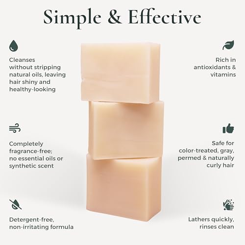 J.R.LIGGETT'S Tea Tree Shampoo Bar 3-Pack, Fragrance-Free, 3.5 oz | All-Natural Solid Hair Cleanser