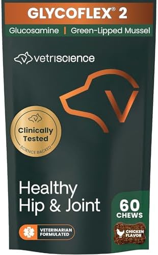 VetriScience Healthy Hip & Joint Chews, GlycoFlex Glucosamine and Green-Lipped Mussel Mobility Support Supplement for Dogs