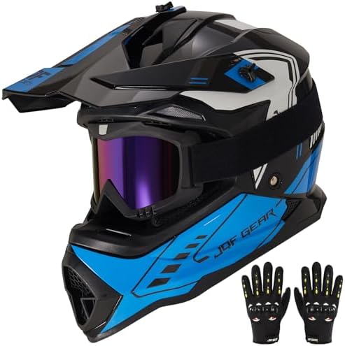 Adult Dirt Bike Helmet DOT Approved,WS901 Full Face Motocross Set | Includes Goggles Gloves,adjustable visor and washable liner for UTV MX Dirtbike ATV OffRoad