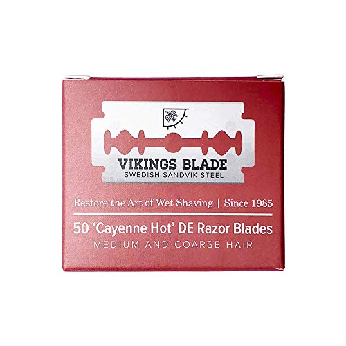 VIKINGS BLADE Double Edge Safety Razor Blades, 50x Blades, Swedish Steel + Platinum Coated, Replacement Razor Blades & Refills (Mild & Gentle)