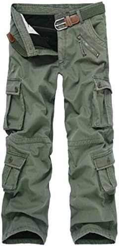 Men's Winter Fleece Lined Military Cargo Pants Casual Outdoor Pants