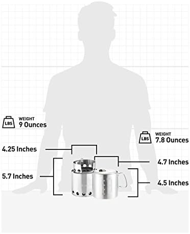 Solo Stove Lite & Pot 900 Set: Portable, Wood Burning Campstove + 900 ml Pot | Incl. Nylon Sack, For 1-2 People, 304 Stainless Steel