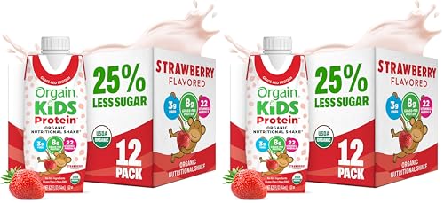 Orgain Organic Kids Dairy 8g Protein Shake, Chocolate, 8.25 oz, 12pk | Nutritional drink, grass-fed protein, 22 vitamins & minerals, 3g fiber, non-GMO, no soy, healthy snack for picky eaters