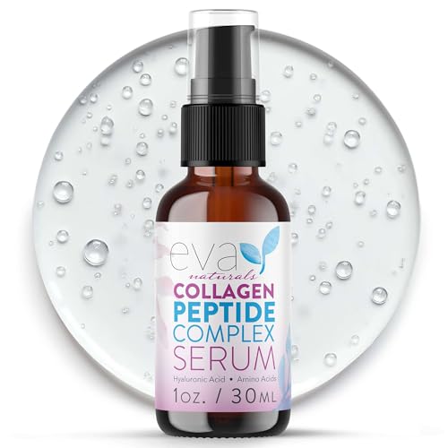 Eva Naturals Collagen Peptide Serum, Hyaluronic Acid, Fine Lines, 2 oz | Firming, hydrating, wrinkle reducer, anti-aging, for women & men, for face