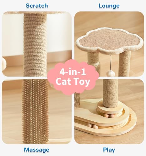 Made4Pets Kitten Toy Scratching Post for Indoor Cats with Ball Track