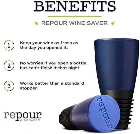 Wine Saver - Wine Preserver and Stopper - Removes Harmful Oxygen from your Wine Simply and Effectively - Indigo Blue 4 Pack