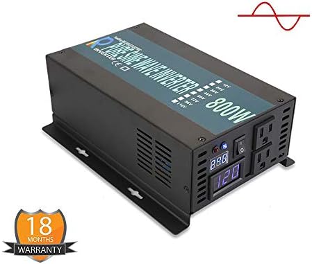 WZRELB RBP80012VCRT 800W 12V 120V Pure Sine Wave Solar Power Inverter with Remote Control Switch