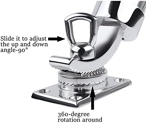 Deck Mount Fishing Rod Holder, Marine Grade Stainless Steel Adjustable Fishing Rod Holders, Support for Marine Boat Yacht
