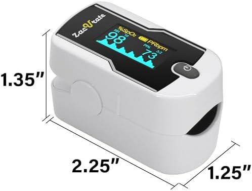 Zacurate 500E-B Wireless Bluetooth Fingertip Blood Pulse Oximeter Monitor with FREE App, SpO2, Heart Rate, Plethysmograph