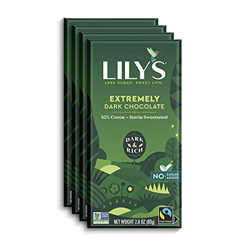 Extremely Dark chocolate Bar by Lily's | Stevia Sweetened, No Added Sugar, Low-Carb, Keto Friendly | 85% Cocoa | Fair Trade