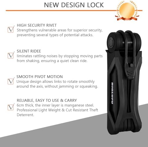 Bike Lock Bicycle Scooter Motorcycle Folding Locks with 4Keys, Fold Chain Heavy Duty Alloy Steel Foldable Lock with Mounting Bracket 2pc Straps