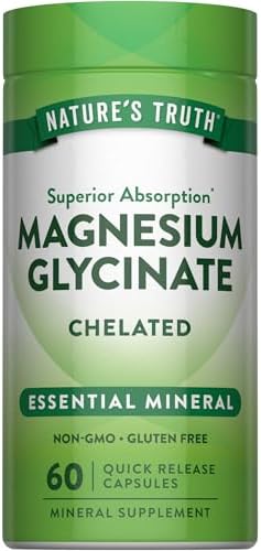 Nature's Truth Magnesium Glycinate Capsules | 200mg | 60 Count | Chelated Superior Absorption Formula | Non-GMO & Gluten Free Supplement