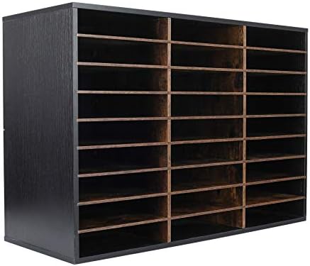 TQVAI Wood Literature Organizer, 27 Slots Hold 13500 Sheets A4 Papers, Wooden Desk File Paper Storage Organizer with Adjustable Shelves