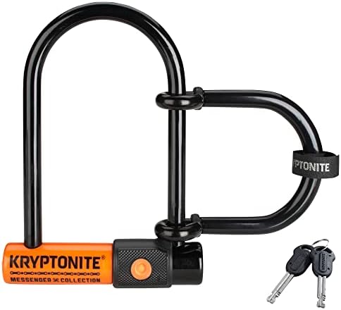Kryptonite Messenger Mini Bike U-Lock with Wheel Extender, Heavy Duty Anti-Theft Bicycle U Lock, 11mm Steel Shackle with Keys
