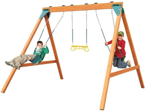 Swing-N-Slide PB 8360 Ranger Wooden Swing Set with Swings, Brown (Amazon Exclusive)
