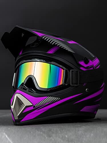 Motocross Offroad Helmet Dirt Bike Helmet BMX MX ATV Helmet Full Face Motorcycle Helmet with Gloves Goggles Mask for Unisex Adult Youth DOT/FMVSS