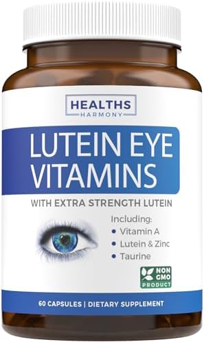 Lutein Eye Vitamins (Non-GMO) Vision Support Supplement for Tired and Dry Eyes - Maintain Vision Health with Zinc & Powerful Bilberry, Milk Thistle