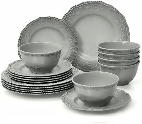 TP 18-Piece Dinnerware Set, Melamine Dishes Set with Bowls and Plates, Service for 6, Non-breakable Lightweight Dining Tableware, Teal