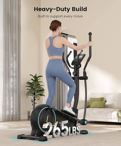 Dripex Elliptical Machine, Hyper-Quiet Magnetic Elliptical for Home | Ultra-Smooth Elliptical Exercise Machine, 15.3" Stride, 16-Level Resistance, 265 LB Capacity, 17.6 LBS Flywheel, Pulse Sensor