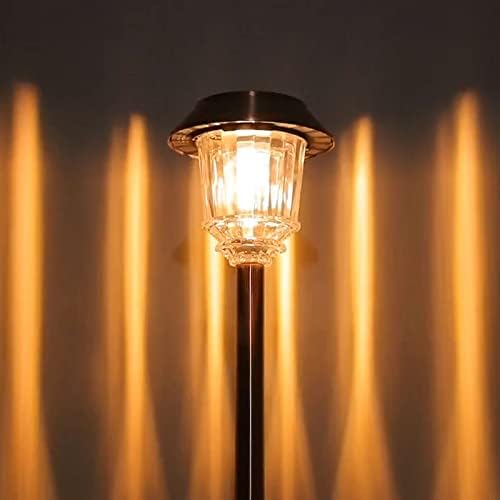 DenicMic Solar Pathway Lights Outdoor Garden Lights Glass Stainless Steel