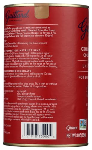 E Guittard Cocoa Powder, Unsweetened Rouge Red Dutch Process Cocoa, 8oz Can