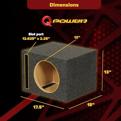 QPower QTW12 Single 12" Sealed Car Audio Subwoofer Sub Box Enclosures, Pair