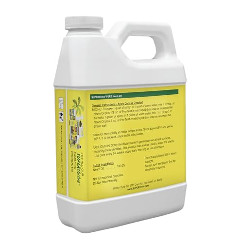 SUPERthrive Organic Pure Neem Oil, Cold-Pressed, Concentrate, 32 oz | 100% cold pressed & filtered. No additives, biodegradable. For leaf polish and plant care.