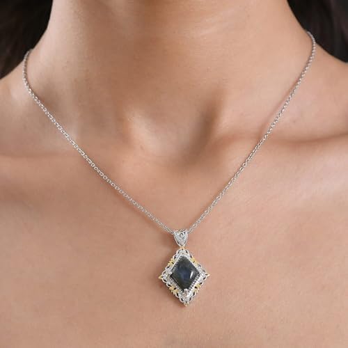 SHOP LC DELIVERING JOY Labradorite 6.50 ctw Pendant Steel Necklace 20"