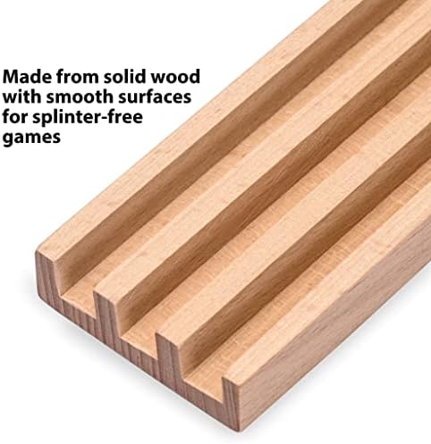 Yellow Mountain Imports Premium Beechwood Domino Racks/Trays (10-Inch) - Set of 4 - Domino Holders for Mexican Train