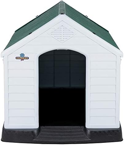 Confidence Pet Large Waterproof Plastic Dog Kennel Outdoor House Green