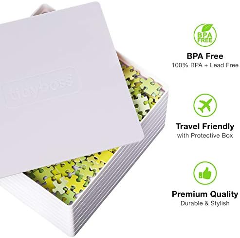 Tidyboss 8 Puzzle Sorting Trays with Lid 8" x 8" - Portable Jigsaw Puzzle Accessories White Background Makes Pieces Stand Out to Better Sort Patterns