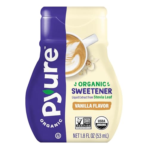 Pyure Organic Vanilla Stevia Liquid Sweetener | Sugar-Free Stevia Drops | Keto Sugar Substitute | Zero Calorie, Zero Carb, Zero Sugar | Liquid Sweetener for Coffee, Tea, Baking | 1.8 fl oz Bottle