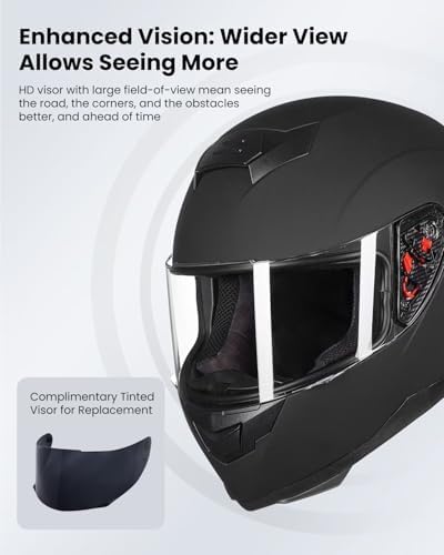 ILM Full Face Motorcycle Helmet for Motocross Street Bike DOT Certified 2 Visors Model-317(Gloss Black, L)