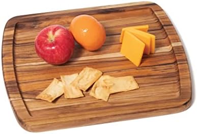 Lipper International 7215 Teak Wood Edge Grain Kitchen Cutting and Serving Board, Small, 12" x 9" x 5/8"