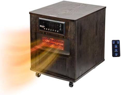 Comfort Zone Indoor Space Heater, 20 inch, 1,500 watt, Cabinet Heater with Remote, Infrared, Quartz, USB Charging Ports, Timer, Tip Over Switch & Overheat Protection, Ideal for Home & Office, CZ2062W