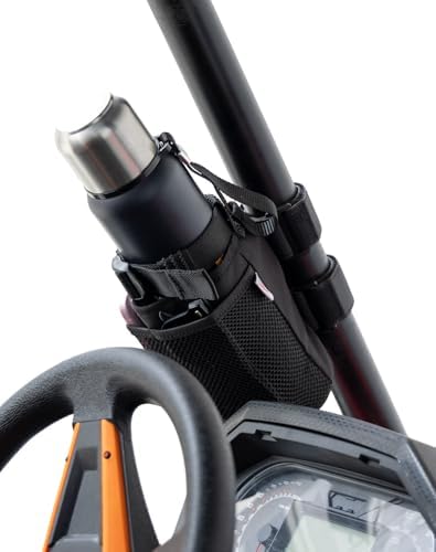 KEMIMOTO 2 Pack Cup Holder, Roll Bar Cup Holder for UTVs | Fit for Wheelchair Scooter Walker Rollator Bike Golf Cart Boat with Mesh Pockets and Sticky Straps