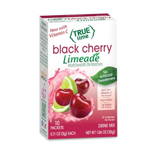 TRUE LIME Black Cherry Limeade Drink Mix (10 Packets) | Made from Real Limes | No Preservatives, No Artificial Sweeteners