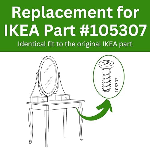 Spare Hardware Parts Bed Frame and Desk Screw (IKEA Part #105307) (Pack of 8)