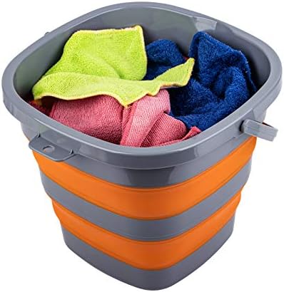 2 Pack Collapsible Plastic Bucket with 2.6 Gallon (10L) Each, Foldable Rectangular Tub for House Cleaning
