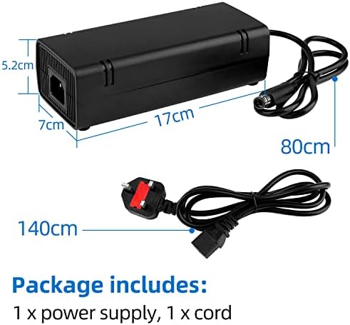 OSTENT US AC Adapter Charger Power Supply Cable Cord for Microsoft Xbox 360 E Console