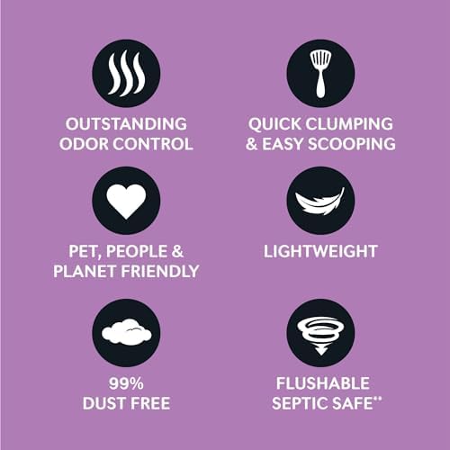 World's Best Cat Litter, Lavender Scented, Long-Lasting Odor Control, 15 lb | Controls multi-cat odors with a calming lavender scent; natural corn litter, quick clumping, flushable, 99% dust free formula