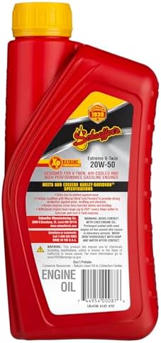 Schaeffer Manufacturing Co. 0707-012S Extreme V-Twin Synthetic Plus Racing Oil 20W-50, 1-Quart Bottle
