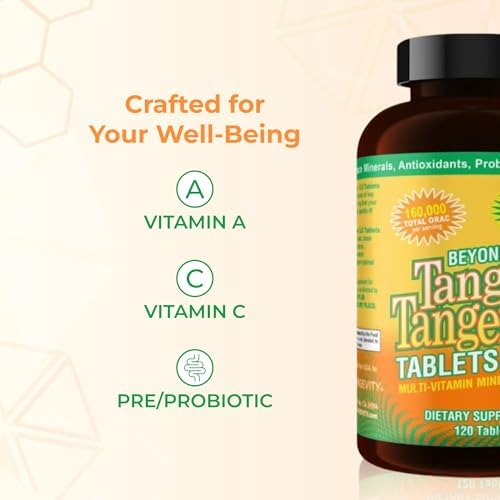 Youngevity Beyond Tangy Tangerine 2.0 Multivitamin Mineral Tablets, 2-Pack | 240 tablets, 60 servings, prebiotics, probiotics, amino acids, enzymes, sugar-free, gluten-free, 160,000 ORAC, travel-ready