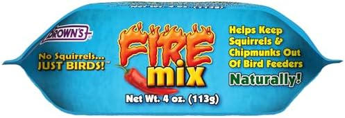 F.M. Browns Fire Mix with Chili Pepper. Wild Bird Feeder Squirrel and Chipmunk Deterrant. 4oz.
