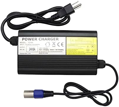 24V 8A Lead Acid Battery Charger with 3-Pin XLR Connector for Jazzy 1450, invacare tdx 3, Invacare Pronto M51, Sunrise Medical, Quickie