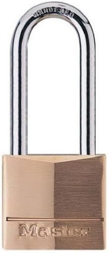 LIFETIME 60254 Heavy-Duty Outdoor Storage Deck Box, 150 Gallon, Desert Sand/Brown & Master Lock 140DLH Padlock, 1 Pack, Bronze/Silver