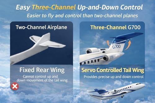 ANTSIR RC Plane G700 Private Jet, 2.4GHz 3CH Easy to Fly RC Airplane Gift | 6-Axis Gyro, RTF Glider, Display Stand, 2 Batteries, Durable Foam