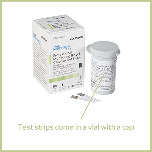 McKesson 06-R3051P-05 True Metrix Pro Professional Monitoring Blood Glucose Test Strip, Box of 50